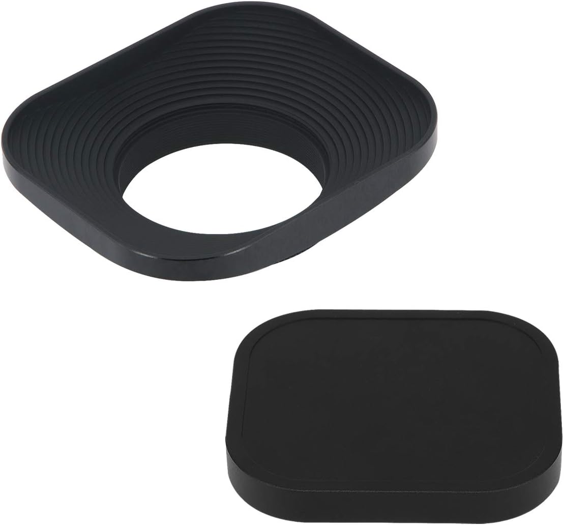 Haoge LH-B39T 39mm Square Metal Screw-in Lens Hood with Metal Cap for Fujifilm Fujinon 60mm f/2.4 XF60mmF2.4 R Macro