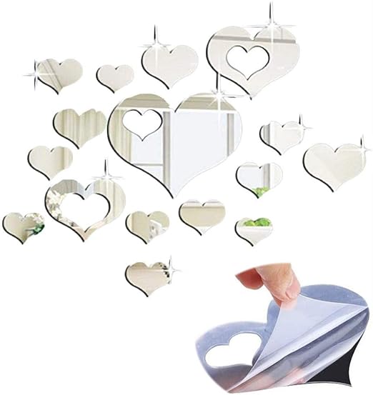 Ziyero Diy Herzen Wandspiegel Herzen Spiegel Dekospiegel Wandtattoos Bilder Spiegelfliesen Selbstklebend Herzen Wandspiegel Geeignet Fur Die Dekoration Von Haus Firma Esszimmer Usw Silber Amazon De Kuche Haushalt