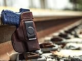 OUTBAGS LOB2S-XDS33X (BROWN-RIGHT) Genuine Leather IWB Conceal Carry Gun Holster for Springfield Armory XDs with Crimson Trace Laser 3.3