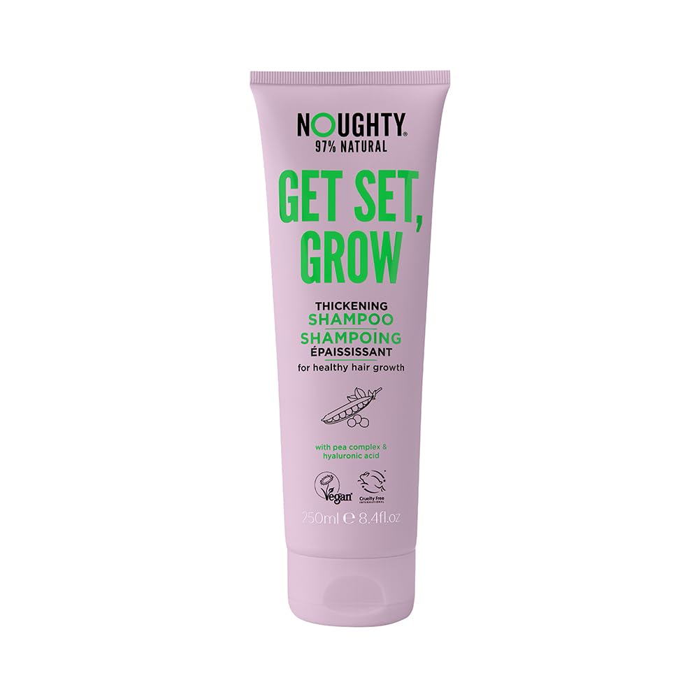Noughty 97% Natural,Get Set Grow Hair Thickening Shampoo,Optimise Scalp Health,Stimulate Roots,Promote Hair Growth,with Organic Garden Pea Sprouts,Green Robusta Coffee Beans & Piroctone Olamine,250ml