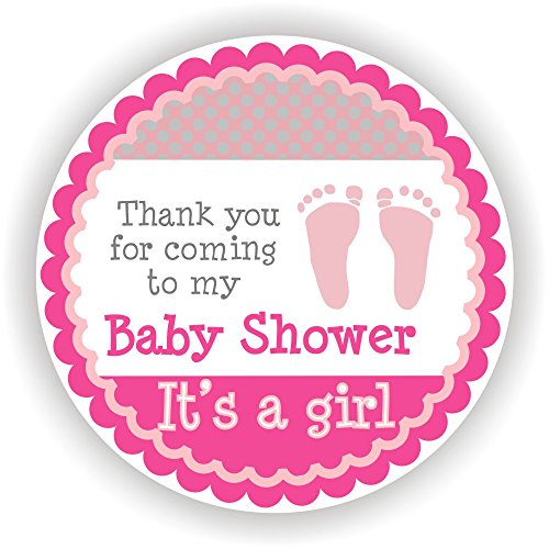 Philly Art & Crafts Baby Girl Shower Stickers - It's a Girl Stickers - Favor Stickers - Baby Shower Favor Stickers - Baby Footprint Stickers - Set of 40 Stickers (Pink)