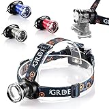{Rechargeable Zoomable 3 Modes }CREE XM-L T6 Led Headlamp +2x18650 Rechargeable Batteries+ Wall Charger+Car Charger+ Special USB Cable for Head Lamp ; Perfect for Working ,Camping, Hunting-Light Weight &Comfortable-One Year Warranty(Black)