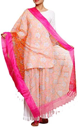 Narangi Cotton silk dupatta/stole/scarf/wrap in pastel colours with floral print