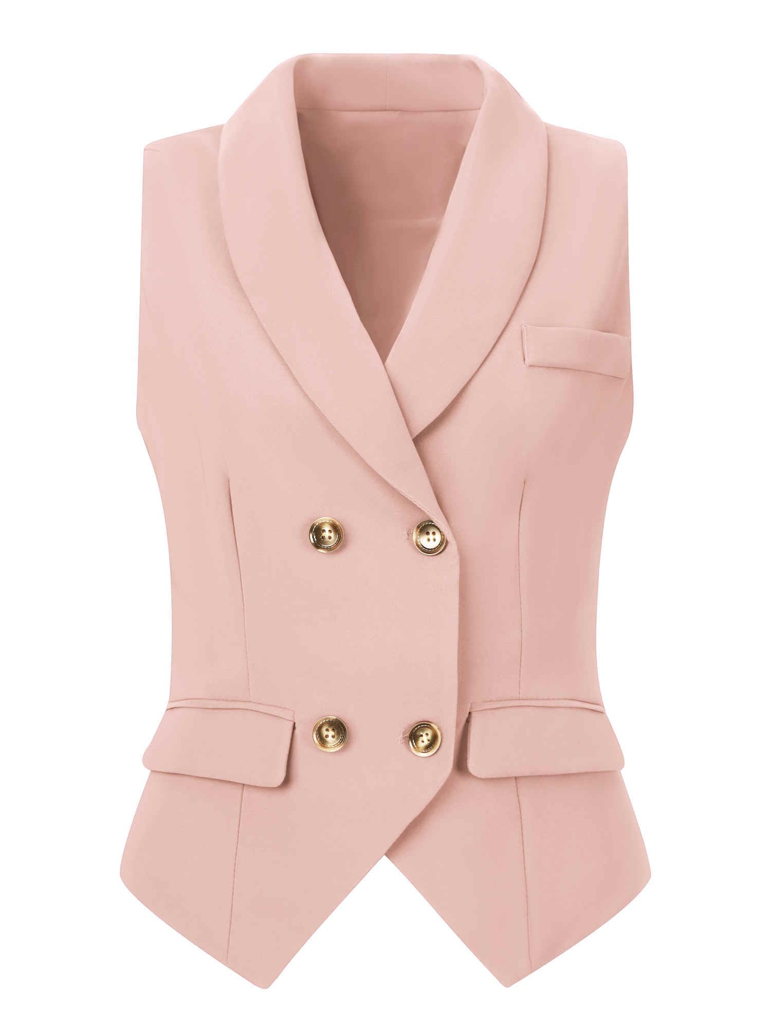 Photo 1 of Allegra K Women's Suit Vest Double Breasted Business Lapel Dressy Waistcoat Vest Medium Pink SMALL