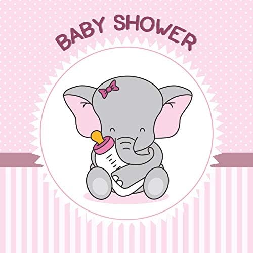 Leowefowa Baby Shower Cute Elephant Backdrop 5x3ft Vinyl Photography Backgroud Pink and Stripes Splicing Backdrop for Girls Newborn Welcome Party Children Room Decoration Wallpaper