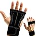 CFORWARD Sports Leather Hand Grips Gloves with Wrist Support for Cross Fitness WODs, Pull Ups, Kettlebell Workout, Barbell Training, Weightlifting, Velcro Wrist Support, for Men and Women (Large)