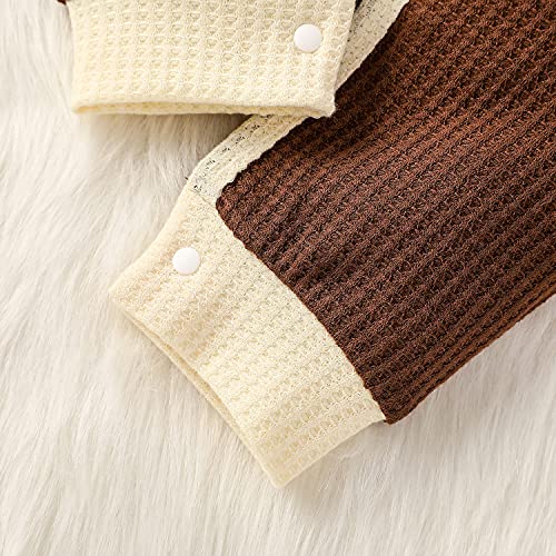 boy onesies 3-6 months long sleeve winter clothes fall rompers with snaps brown one piece outfits jumpsuits bodysuits plain