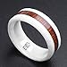 THREE KEYS JEWELRY 4mm 6mm 8mm White Ceramic Wedding Ring with Hawaiian Koa Wood Inlay Men's Wedding Band Engagement Ring