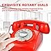 ECVISION 1960's Style Rotary Retro Old Fashioned Dial Home Telephone with Red Color