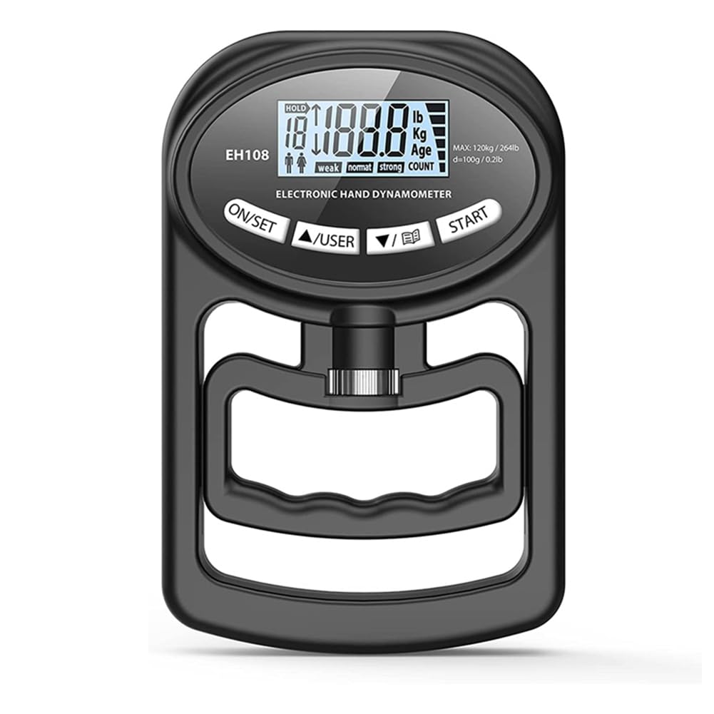 Fladhheg 1Set Hand Dynamometer Grip Strength Trainer-Electronic Hand Grip Strength Tester Black Grip Strengthener