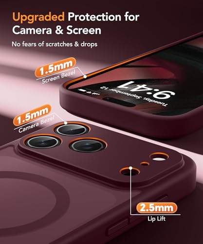 Magnetic Case for iPhone 17 Pro Max with Privacy Screen Protector [Compatible with MagSafe][Camera Protection][Military-Grade][Camera Control Cover]Translucent Matte 17 ProMax Phone Case,Wine Red