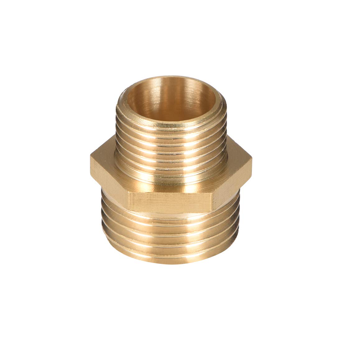 uxcell Brass Male to Male Straight Pipe Reducing Hex Nipple Fitting G3/8 x G1/2 Male Connector