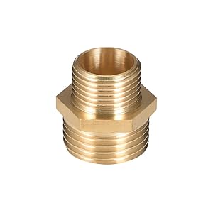 uxcell Brass Male to Male Straight Pipe Reducing Hex Nipple Fitting G3/8 x G1/2 Male Connector