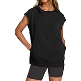 Yousify Womens Sleeveless Hoodies Sweatshirt Casual Workout Tank Tops Spring Summer Hooded Activewear Shirts with Pocket
