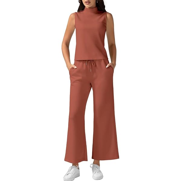 Generico Tailleur Donna Eleganti Completo Blazer da Donna 2 Pezzi Canotta Senza Maniche con Scollo a V Gilet + Pantaloni a Gamba Larga Tuta Elegante