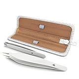 Leila Beauty Premium Tweezers Set - High Quality - Leather White Case