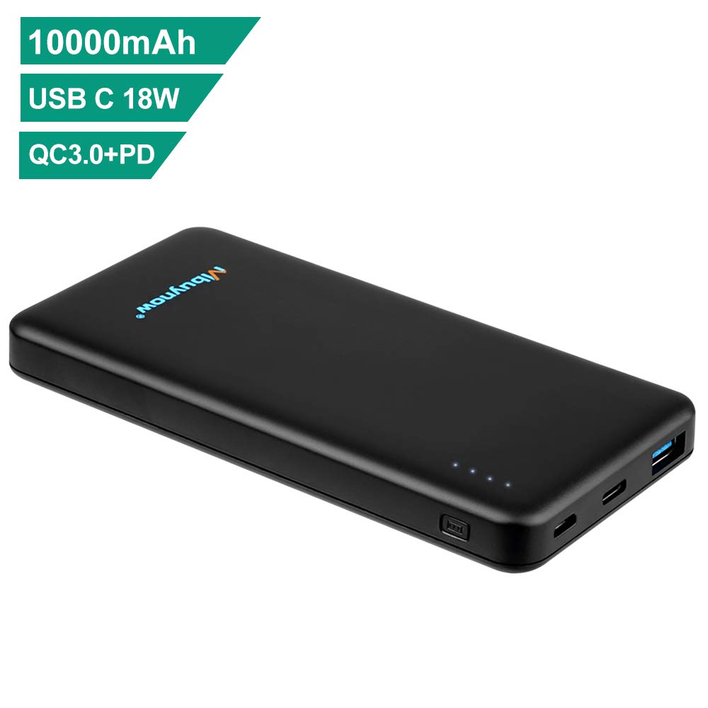 Mbuynow Power Bank 10000mAh, USB C External Akku Quick Charge 3.0 Technologie Tragbares Ladegerät mit Type C und Micro USB Ausgang High Speed mit Max 5V/2.4A für iPhone 7/iPad Air/Huawei P9/Galaxy S7