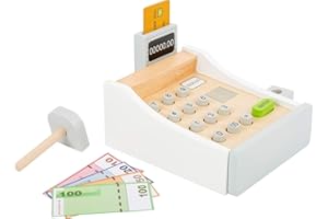Wooden Cash Register Set by Small Foot – Includes Push Buttons, Credit Card, Scanner & Paper Money - Social, Educational and Imaginative Development – Ages 3+ Years