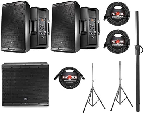 2x JBL EON612 1000 Watt Powered Active Speaker+JBL EON618S+Pole+Stands+Cables