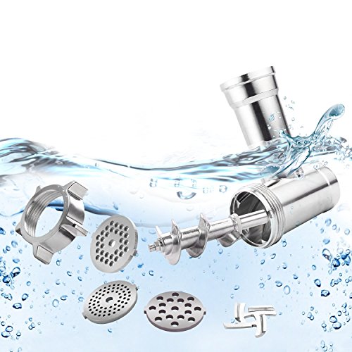 Hauture Electric Meat Grinder, Meat Mincer with 3 Grinding Plates and Sausage Stuffing Tubes for Home Use &Commercial, Stainless Steel/Silver/2000w - Thumbnail 7