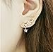 New Arrival Korean Style Womens Shiny Crystal Rhinestone Little Star Earrings Ear Studs (Gold Three)
