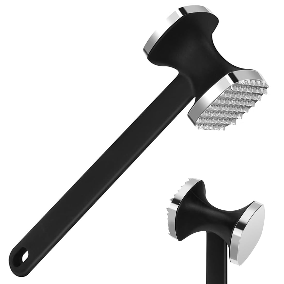 ZMREN Meat Tenderizer Hammer, Double-sided stainless steel meat tenderiser with non-slip handle, meat hammer for steak, chicken, pork, Dishwasher safe