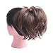 OUBECA Tousled Synthetic Hairpiece Scrunchies Straight Elastic Updo Scrunchy Messy Bun for Women (2/30 Light Brown)