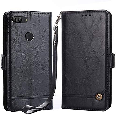 Suordii Honor 7C Leather Case, Huawei Y7 2018 Wallet Case, Retro Stylish Magnetic Flip Folio Case Cover with Card Slots Kickstand For Honor 7C / Huawei Y7 2018 (black)