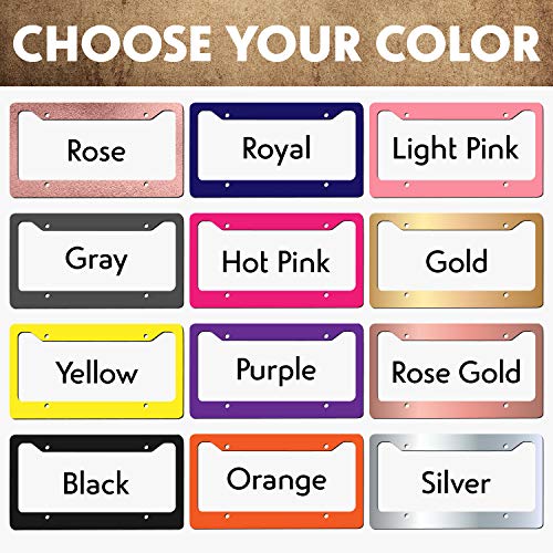 Custom License Plate Frame - Personalized License Plate Frame Covers with Custom Text & Pattern - Aluminum Metal Frames