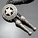 Vintage Silver Tone Q&Q Fashion Western Southwest Men Texas Ranger Star Leather Rodeo Bolo Bola Tie Necktie, Large