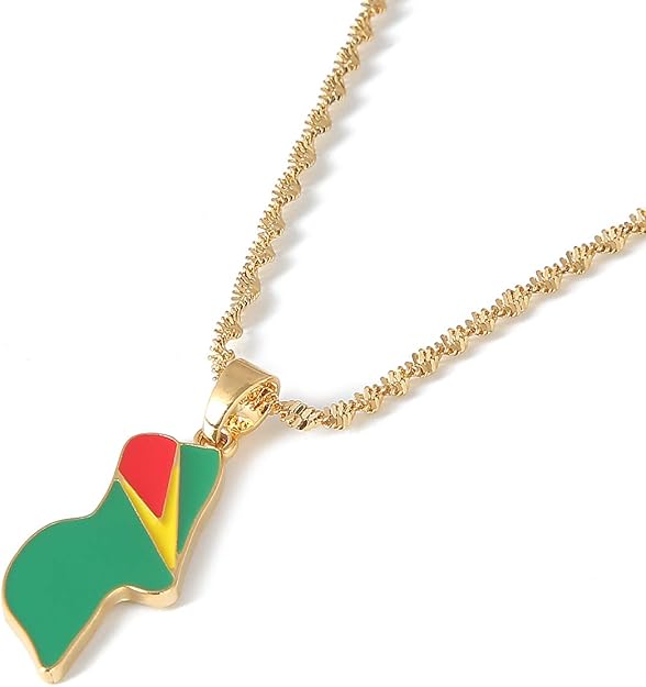 Enamel Guyana Pendant Necklaces Jewellery Gold Color