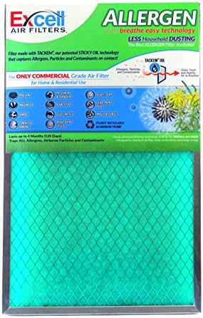 Air Filter - Allergen / Tackifier Green Filter - The ONLY Commercial Grade Air Filter for Home and Residential Use - Measures 16x25x1