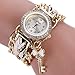Leoy88 Women Watch Braided Wrist Rhinestone Analog Quartz Watch