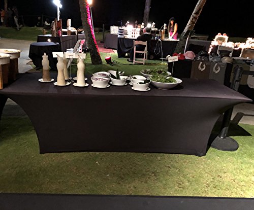CB Accessories Stretch Table Cover 4ft Rectangular Fitted Spandex Full Length Tablecloth for Weddings, Conferences and Holiday Party (4 ft, Black)