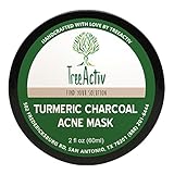 TreeActiv Turmeric Charcoal Acne Mask | Natural Treatment for Facial Blackheads, Severe and Cystic Acne | Clear Skin and Face | Exfoliating | 2 oz
