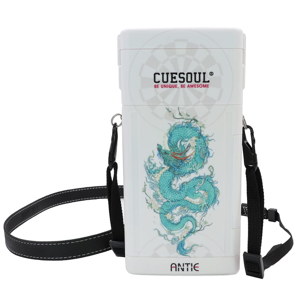 CUESOUL ANTIE Hard Dart Case,Holds 6 Steel Tip Darts/Soft Tip Darts & Extra Accessories,with Four Mythological Symbols Design,Durable Use