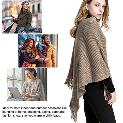VBG VBIGER Women Knitted Poncho Warm Shawl Wrap Cape Fringed Scarf Pullover Sweater - Thumbnail 6