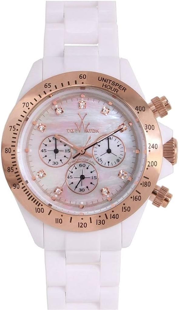 Amazon Com Toy Watch Plasteramic White Rose Gold Chronograph Unisex Watch Pclc01whpg Watches