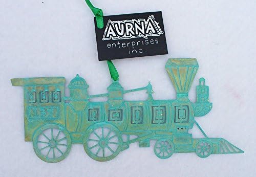 Steam Engine Original Brass Ornament with Patina Finish for Holidays and all Season