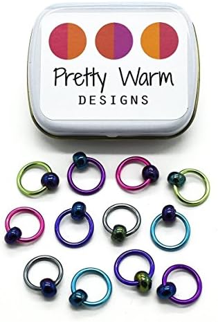 Large Ring Stitch Markers Jewelry for Knitting (Set of 12 with Tin)