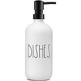 VIMERPA Dish Soap Dispenser, Matte White Soap Dispenser for Kitchen, Glass Dishes Soap Dispenser with Plastic Pump, 17 Fl Oz Refillable Liquid Soap Bottle Container, Farmhouse Kitchen Decor