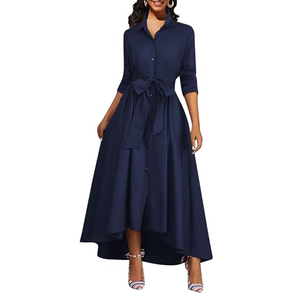 long shirt dress with high slits Ygbgbb Women's Long Sleeve Collared Shirt Dress with Belt Ruched High-Slit Casual Maxi Dress Fashion Trendy Country Concert Western Cowgirl Flowy