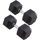 Body Sport Rubber Encased Hex Dumbbell Weight, Pair &ndash; Dumbbells for Exercises &ndash; Strength Training Equipment &ndash; Home Gym Accessories &ndash; Weight Training