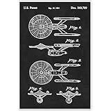 Vintage Patent Star Trek USS Enterprise, Patent Poster, Blueprint Poster, Star Wars Art, star wars print garage decor man cave art, Gift, Poster Print, Patent