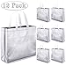 Whaline Set of 12 Glossy Reusable Grocery Bag, Tote Bag with Handle, Non-Woven Stylish Present Bag