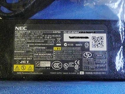Amazon Co Jp Nec純正電源acアダプター Pc Vp Bp48 Pa 1750 07 15v 5a Adp80 バルク品 パソコン 周辺機器