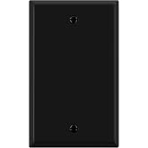 ENERLITES Blank Device Metal Wall Plate, Standard Size 1-Gang, Black Matte | Rust-proof stamped steel; Standard 1-gang 4.50" x 2.76"; Durable powder-coated; 3-year warranty 7701-BM