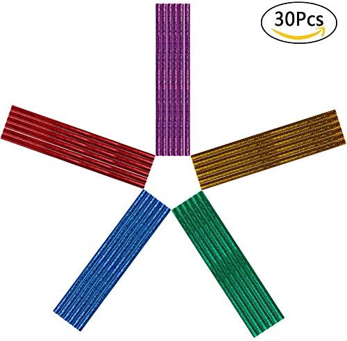 Ofilon Glitter Glue Sticks, 7mm/0.27" Diameter, 200mm/7.87" Length, Upgrade Adhesive Hot Mini Melt Glue Sticks for (20-30W ) Hot Glue Gun DIY Arts &amp; Crafts, Home, Offices, Party Design (30PCS)