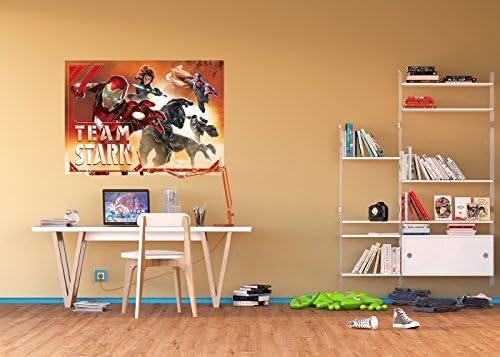 WallandMore Marvel Avengers Wall Decal Mural For Children Room 63" W by 45" H - Kids Decals - Kids Wall Decal - Avengers Wall Decal - Superheroes Kids Bedroom Decor - Iron Man Decals