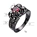 Bamos Jewelry Womens Red Lab Stone Skulls Ring Engagement Wedding Black Gold Plated Garnet Womens Ring Size 7